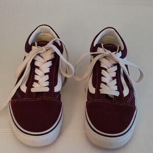 Vans Burgundy and White Sneakers